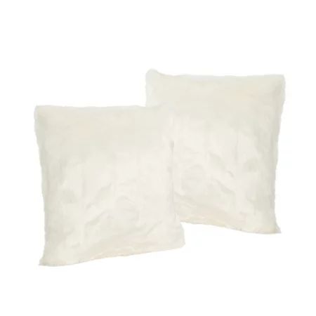 Laraine Glam Faux Fur Throw Pillows, Set of 2, White | Walmart (US)