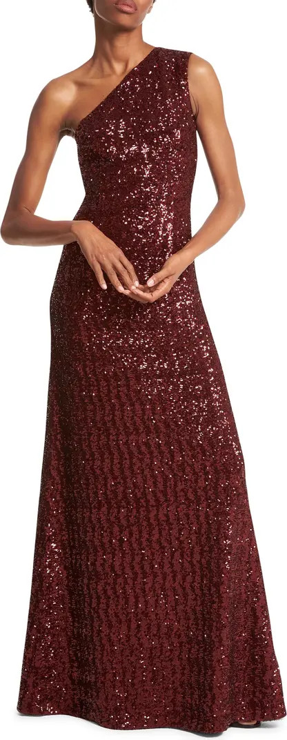 Sequin One Shoulder A-Line Gown | Nordstrom