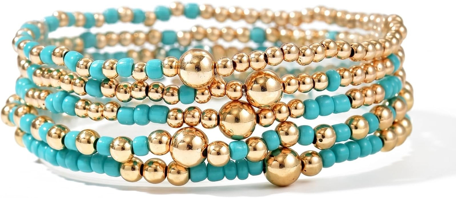 LOTSOF Bohemia Multilayer Beaded Bracelet Set, Turquoise Resin Colorful Surfer Heishi Style Elast... | Amazon (US)