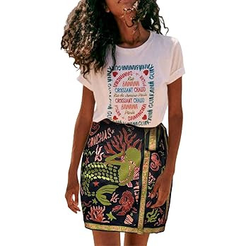 Womens Summer Floral Wrap Short Skirt Tie Side High Waist A Line Beach Vacation Boho Mini Skirt | Amazon (US)