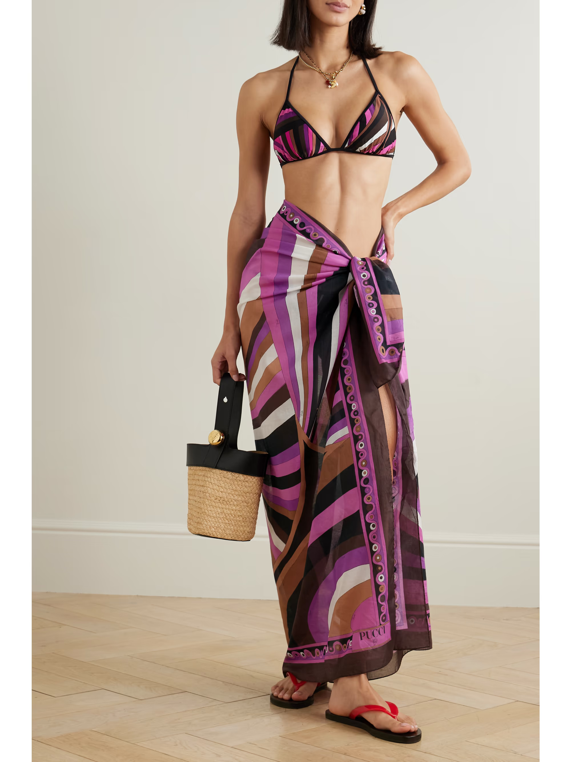 Printed cotton-voile pareo | NET-A-PORTER (US)