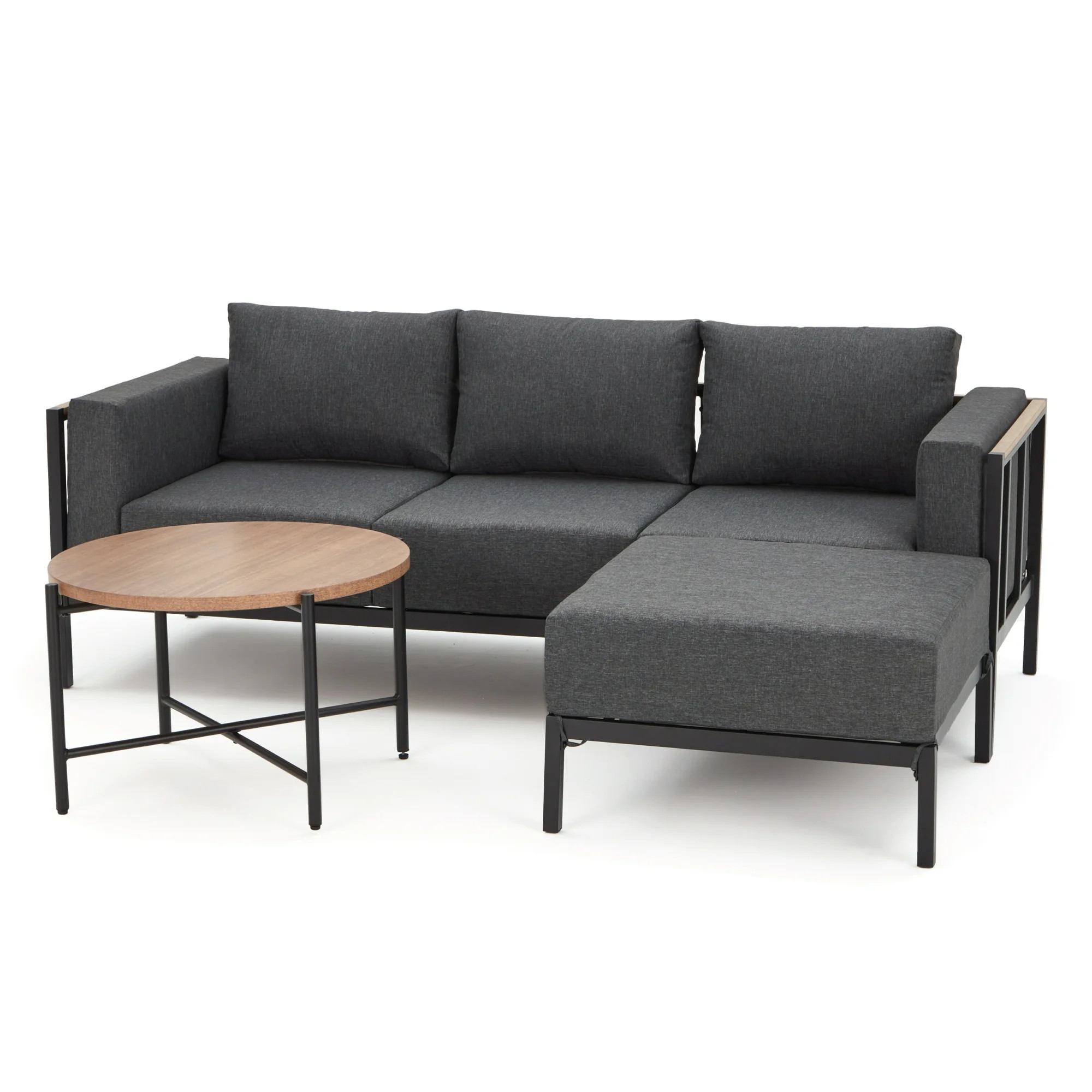 Mainstays Westmont 4 Piece Thick Cushion Sectional Set | Walmart (US)