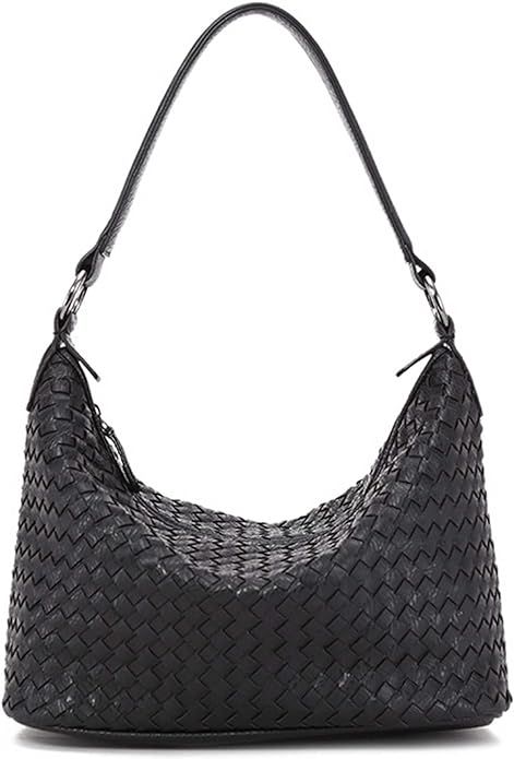 Woven Bag for Women, Vegan Leather Tote Bag Shoulder Bag Top Handle Retro Handmade Handbag and Pu... | Amazon (US)