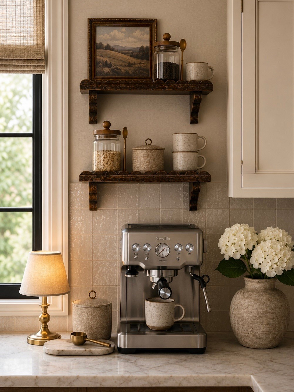 Amazon Coffee Bar Finds

Follow @farmtotablecreations on Instagram for more home inspiration and styling ideas.

Creating a cozy coffee bar doesn’t require a lot of space. These Amazon finds transformed a small kitchen nook into one of my favorite spots in the house. From the decorative shelves and espresso station to the cordless lamp, canisters, mugs, and hydrangea arrangement, every piece adds warmth, function, and that collected European farmhouse feel.

The best part? Even the smallest wall shelves can make a big impact when styled intentionally with pieces that are scaled correctly and serve a purpose.

#coffeebar #amazonhome #kitchendecor #homedecor #amazonfinds

#LTKHome #LTKSaleAlert
