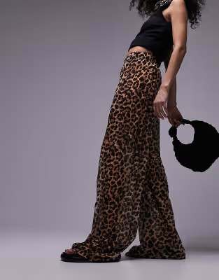Topshop leopard print crinkle trouser in brown | ASOS (Global)