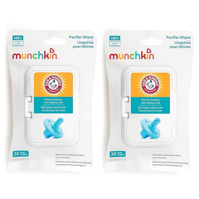 Munchkin® Arm & Hammer Pacifier Wipes - Safely Cleans Baby and Toddler Essentials, 2 Pack, 72 Wi... | Amazon (US)