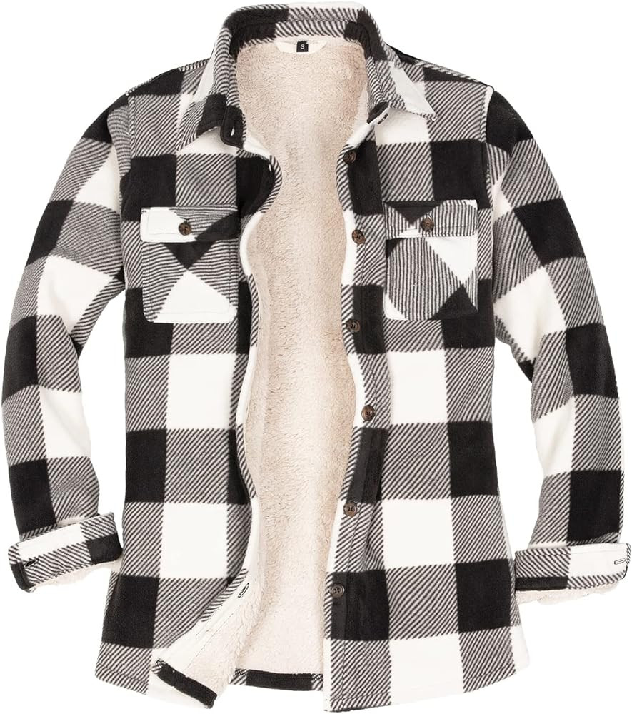 ThCreasa Womens Sherpa Fleece Lined Flannel Shirt Jacket Warm Button Up Plaid Shirt Jac (Sherpa F... | Amazon (US)