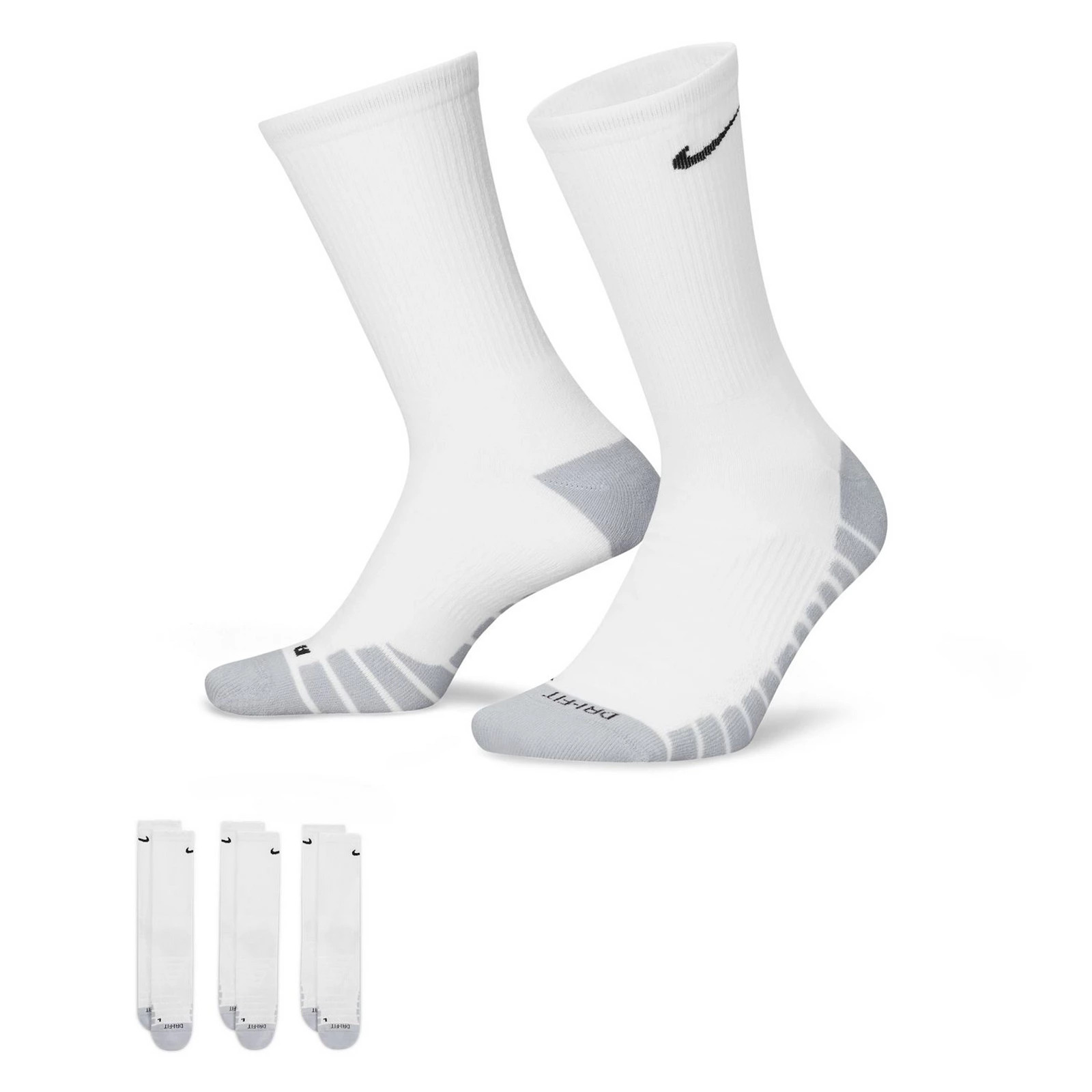 Men's Nike 3-Pack Everyday Max Dri-FIT Cushion Training Crew Socks, Size: 8-12, White | Kohl's