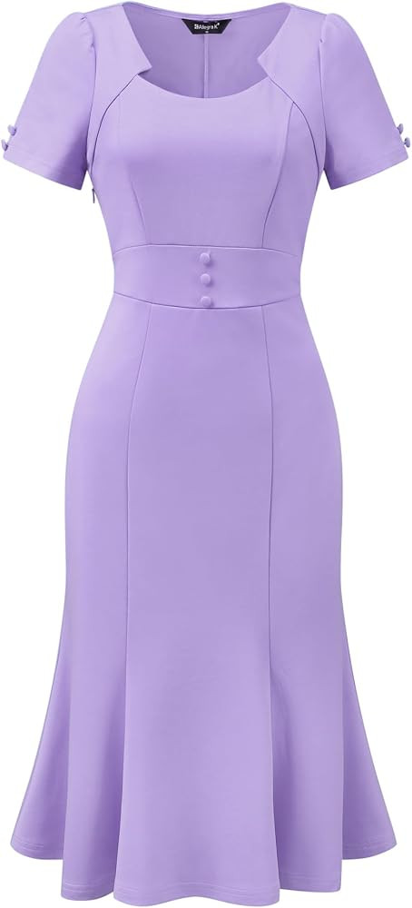 Allegra K Vintage 50s Dress for Women's Retro Cocktail Work Mermaid Midi Dress | Amazon (US)