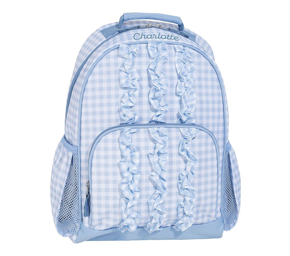 Ruffle Gingham Blue Mackenzie Backpack | Pottery Barn Kids