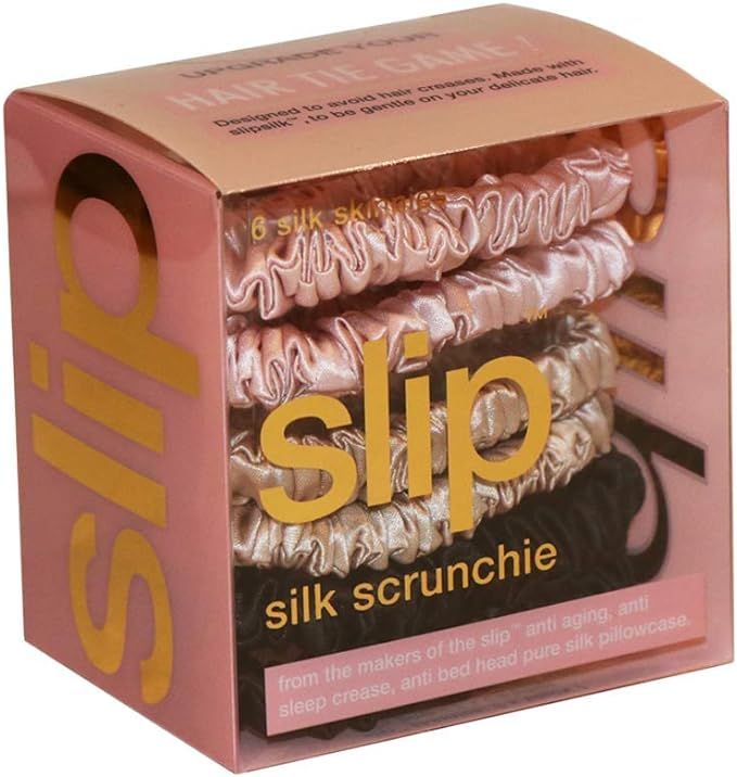 Slip Silk Skinnies Scrunchie Set - Black, Pink, Caramel - Slipsilk Pure Mulberry 22 Momme Silk Ha... | Amazon (US)