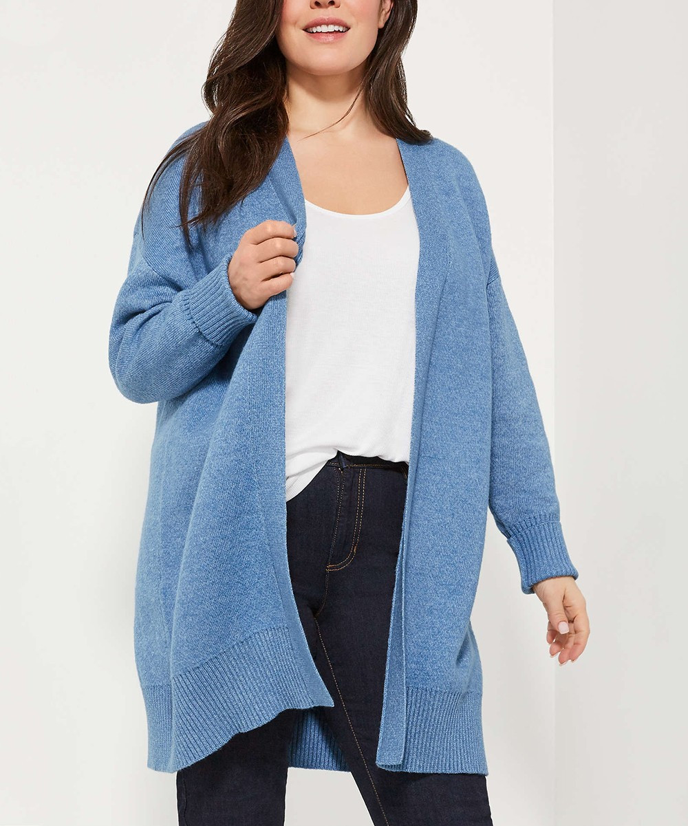 Joe Fresh Women's Cardigans DUSTY - Dusty Blue Longline Cardigan - Plus | Zulily