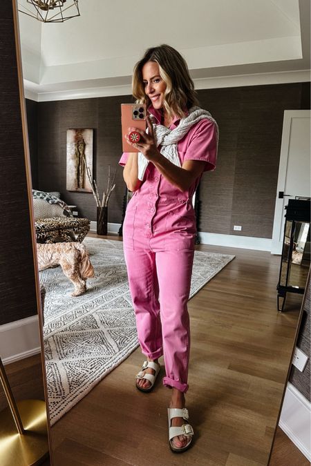 I’m a sucker for a jumpsuit and this pink one from Revolve is perfect for spring and summer. Wearing a size XS. I paired it with these Birkenstock sandals from Shopbop and cardigan from Abercrombie.

#LTKstyletip #LTKshoecrush #LTKSeasonal