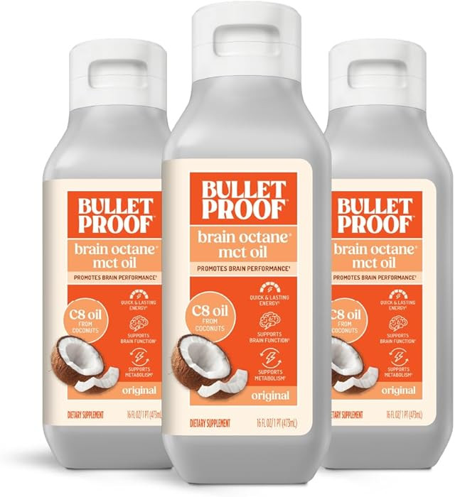 Bulletproof Coconut Brain Octane C8 MCT Oil, 16 Ounces (Pack of 3), Premium Keto Supplement for S... | Amazon (US)