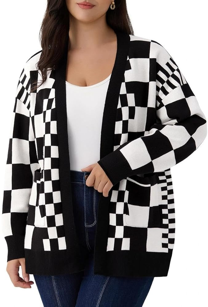 TIYOMI Women's Plus Size Knit Cardigan Open Front Sweaters Fall Winter Cardigan with Pocket XL-5X... | Amazon (US)