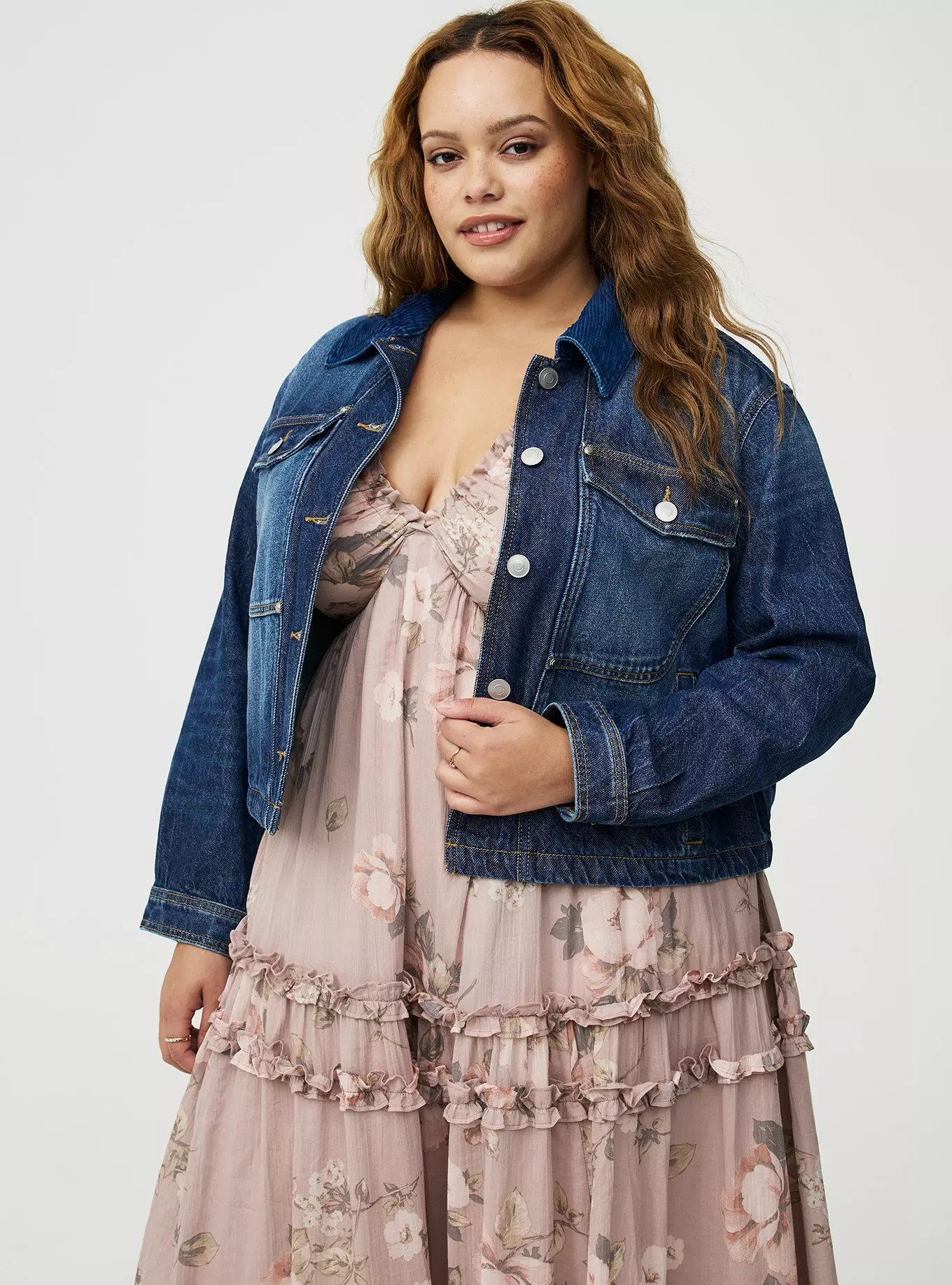Festi Corduroy Collar Denim Jacket | Torrid (US & Canada)