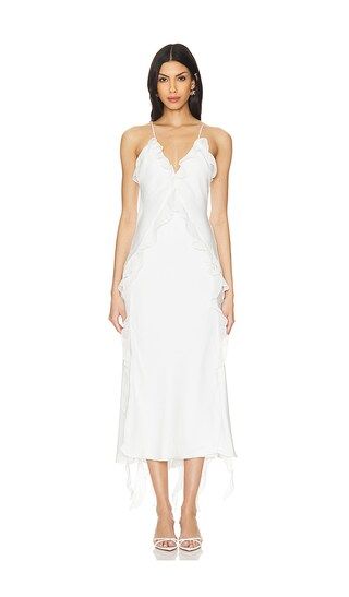 Marsella Ruffle Midi Dress in Orchid White | Revolve Clothing (Global)