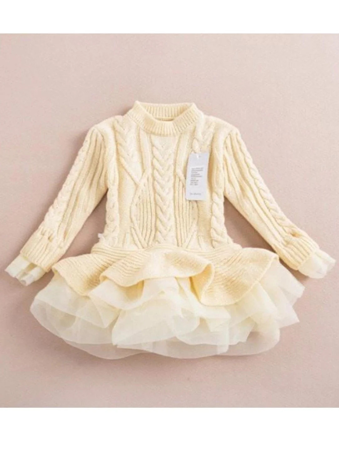 Cute As Pie Creme Tutu Sweater | Mia Belle Girls