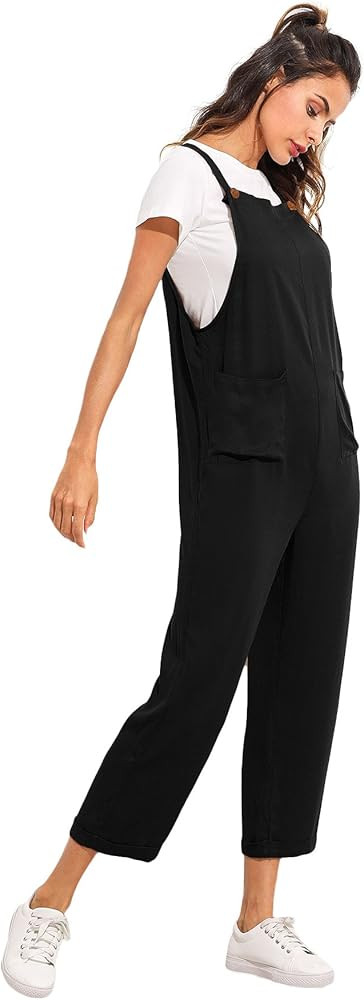 Verdusa Women's Sleeveless Straps Pockets Plaid Culotte Jumpsuit Overalls | Amazon (US)