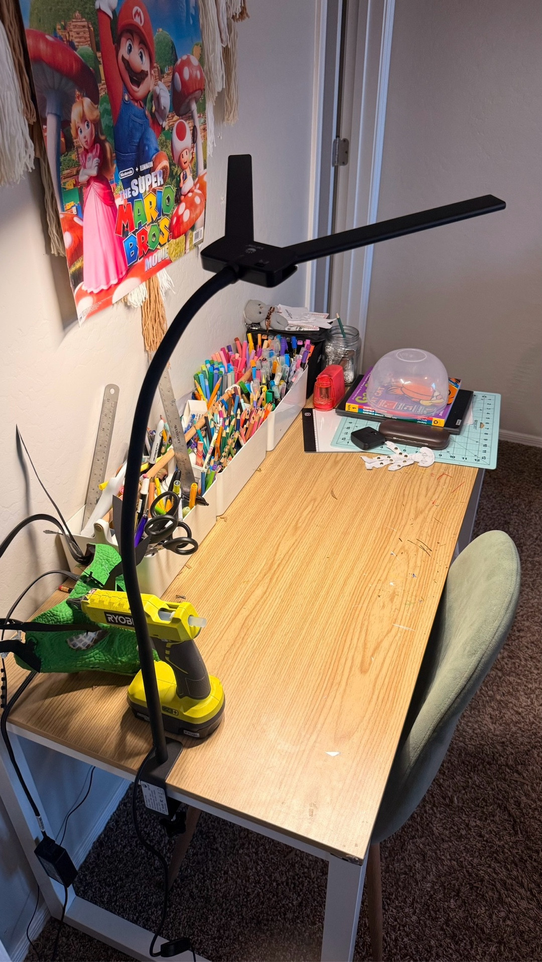 LED desk lamp from Amazon!
My son needed a flexible light situation for his desk since his overhead light isn’t very bright. 
This lamp is amazing though, screws onto the desk and has a very wide setting capability, 50 different lighting modes combined, 10 light levels, 5 color temps, timer options, 360 degree flexible gooseneck, 180 degree foldable light arms, and touch free motion sensor, as well as attached remote. No blue light, no flicker, 27.3” lamp bar casts light up to 70” wide. 

#LTKmomlife #LTKKids #LTKHome
