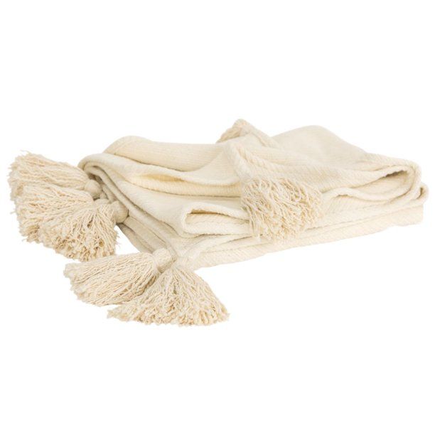 Rizzy Home Nonsolid Solid Ivory 50"x60" Throw - Walmart.com | Walmart (US)