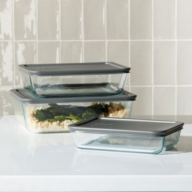Pyrex 6-Piece Rectangular Storage Set + Reviews | Crate and Barrel | Crate & Barrel