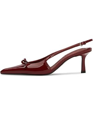 Mattiventon Slingback Heels for Women Kitten Heels Bow Ankle Strap Pointed Toe Heel Sexy Wedding ... | Amazon (US)