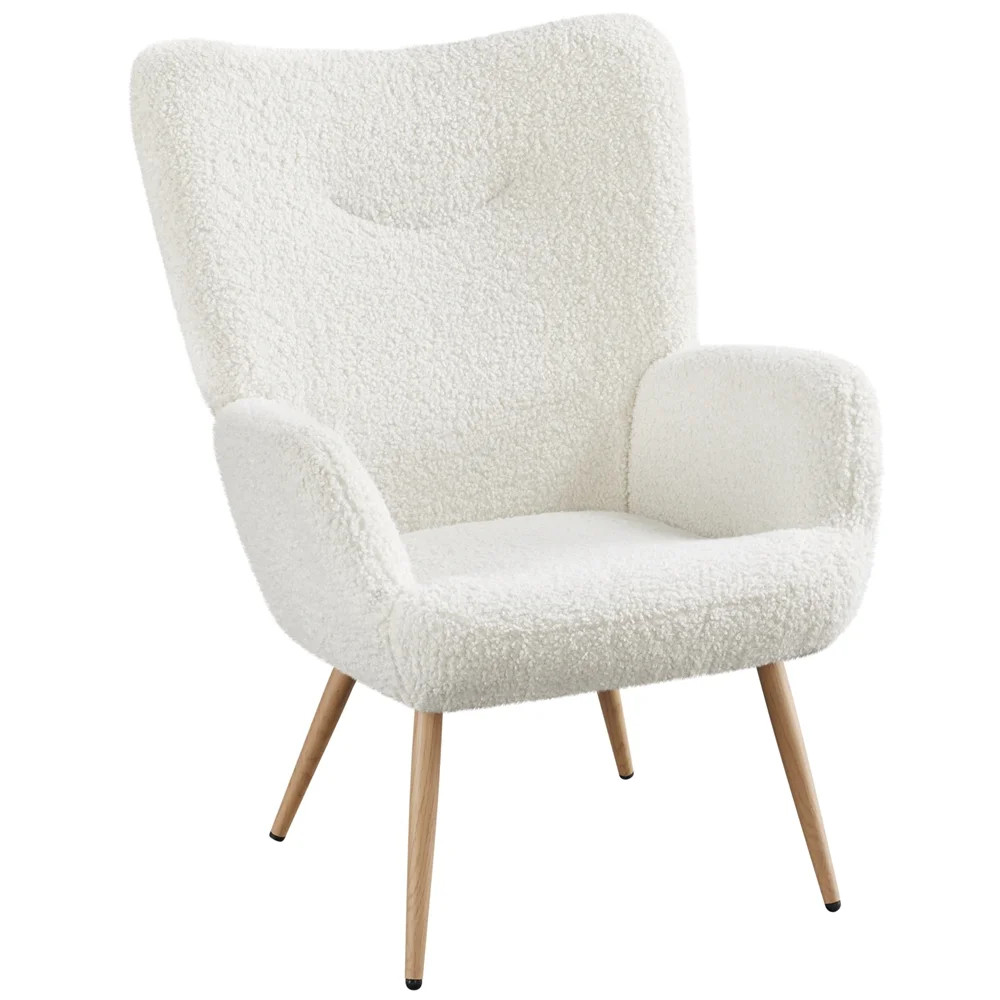 Easyfashion Modern Boucle Fabric Accent Chair, White | Walmart (US)