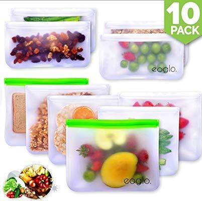 innokitchen Reusable Storage Bags (10 Pack) | To Go + Store + Freeze | Lunch Sandwiches | Kids Fo... | Amazon (US)