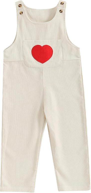 Kids Toddler Baby Girl Heart Corduroy Overalls Jumpsuit Sleeveless One Piece Suspender Romper Val... | Amazon (US)