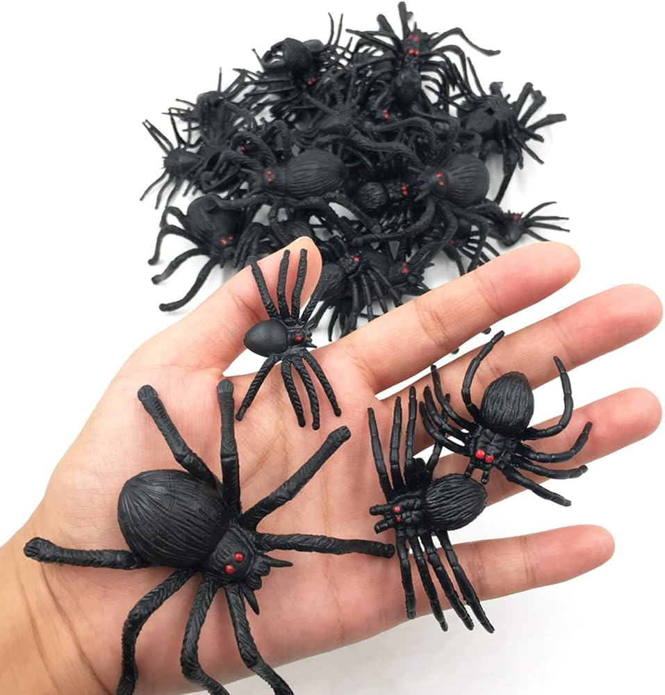 kockuu 46pcs Realistic Plastic Spider Toys Fake Spider Prank Prop Joke Spiders and Spider Rings f... | Amazon (US)