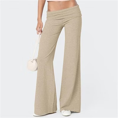 Lounge Yoga Pants for Women Fold Over Low Waist Wide Leg Sweatpants Flare Leggings Bell Bottoms Y2K Foldover Pants | Target