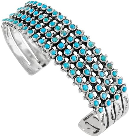 Turquoise Bracelet Sterling Silver 925 Genuine Gemstones Cuff Bracelet | Amazon (US)