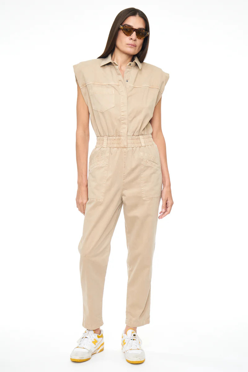 Rosie Shoulder Pad Jumpsuit - Sesame | Pistola Denim