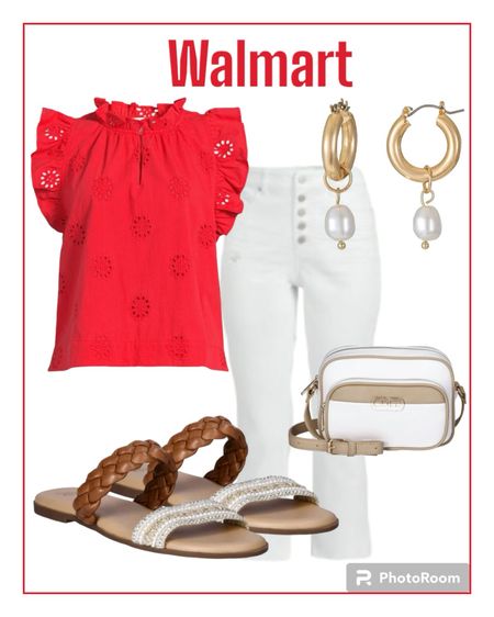 Walmart white jeans and eyelet top for Spring. 

#whitejeans
#springoutfit
#walmart

#LTKitbag #LTKfindsunder50 #LTKshoecrush