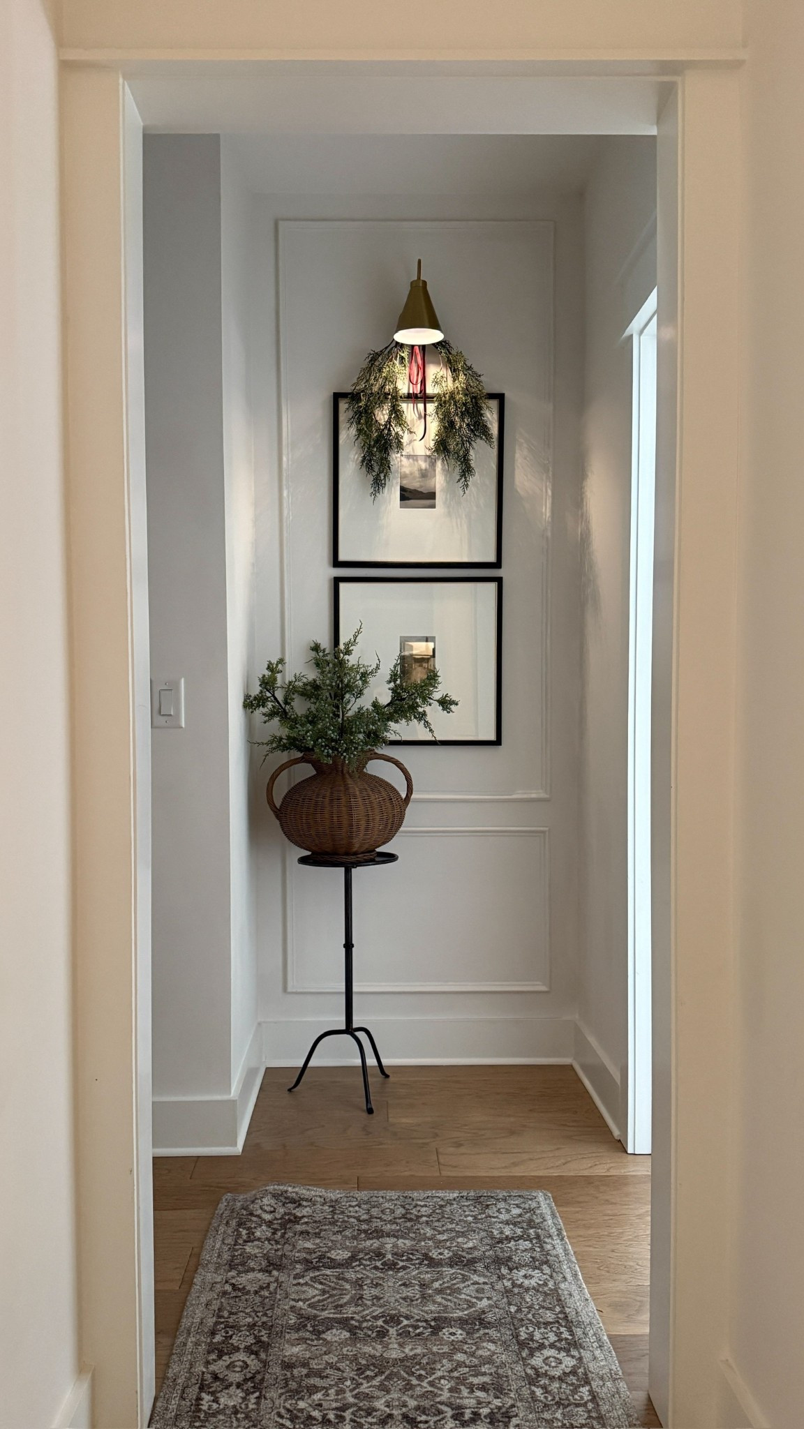 Gave a little Christmas feel to the hallway! I made the Christmas swag hanging over the frames with 2 of the 26” cedar stems from Target that I have linked below! 

#LTKHome #LTKSeasonal #LTKHoliday