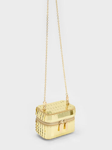Disc-Embellished Vanity Pouch
 - Gold | Charles & Keith US