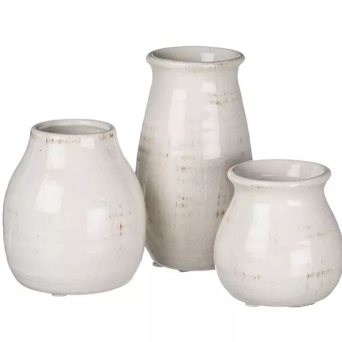Sullivans Set of 3 Petite Ceramic Vases 3"H, 4.5"H & 5.5"H Off-White | Target