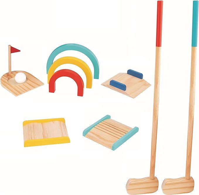 TOOKYLAND Kids Wooden Golf Set - 13pcs - 2 Player Game Set with Carry Bag, Ages 3+ | Amazon (US)