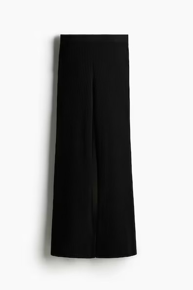 H & M - Pointelle-knit trousers - Black | H&M (UK, MY, IN, SG, PH, TW, HK)