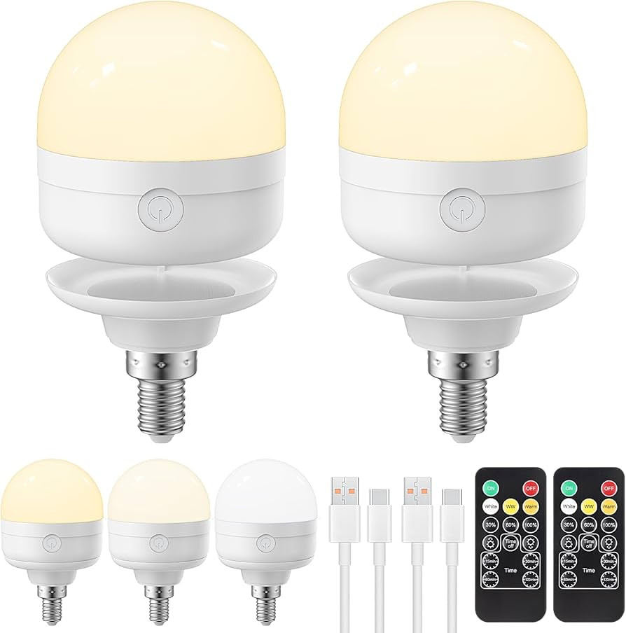LGMCF USB Rechargeable Light Bulb, E14 Dimmable Light Bulb with Magnetic Base Detachable, 3 Color... | Amazon (UK)