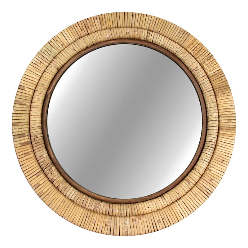 Grace Mitchell Woven Rattan Round Wall Mirror, 24" | At Home