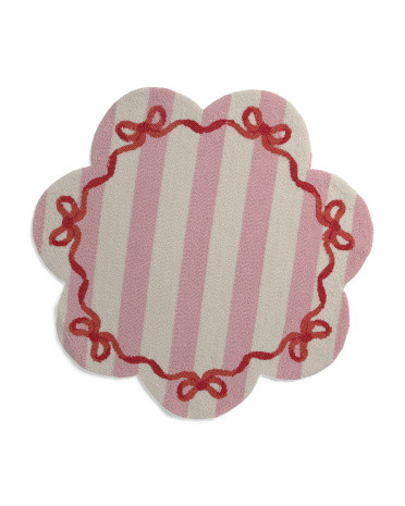3x3 Scalloped Striped Bows Round Hooked Scatter Rug | TJ Maxx