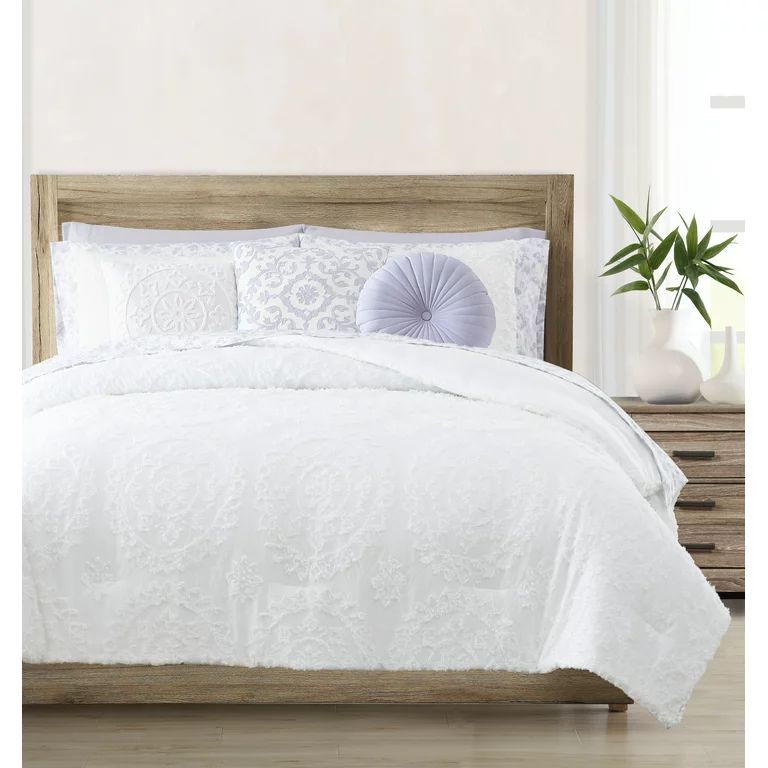 Better Homes & Gardens, Medallion Comforter Set, Purple/White, King, 12 Piece Bed-in-a-Bag - Walm... | Walmart (US)