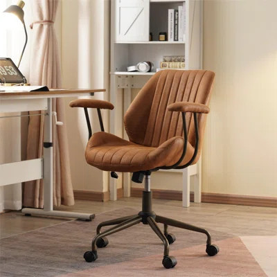 Ergonomic Office Chair, Suede Fabric Desk Chair, Home Office Computer Task Chair With Armrest & Wheels, Comfy Swivel Rolling Chair | Wayfair North America