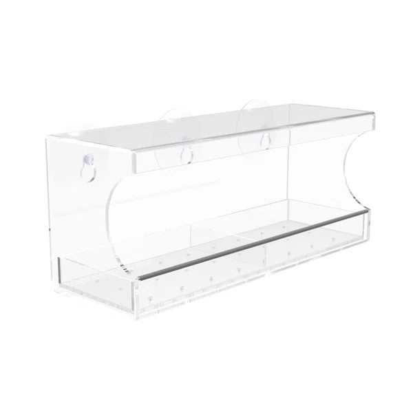 Arlmont & Co.® Clear Acrylic Plexiglass Large Window Bird Feeder With Removable Tray & Drain Hol... | Wayfair North America