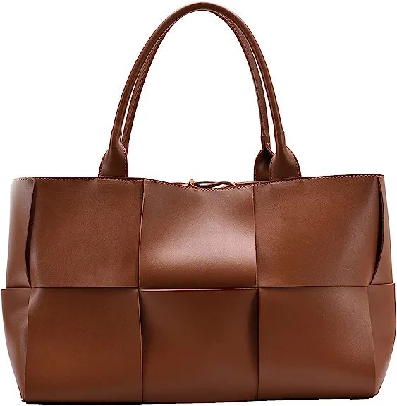 Tote Bag for Women Leather Weave Handbag Large Capacity Purse Shoulder Satchel Travel Bag | Amazon (US)