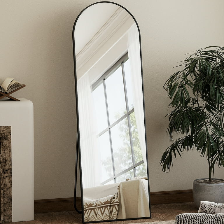 Anyrose 59"x16" Arched Full Length Mirror Floor Mirror with Stand Wall-Mounted, Black | Walmart (US)
