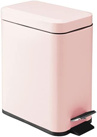 mDesign Small Modern 1.3 Gallon Rectangle Metal Lidded Step Trash Can, Compact Garbage Bin with R... | Amazon (US)