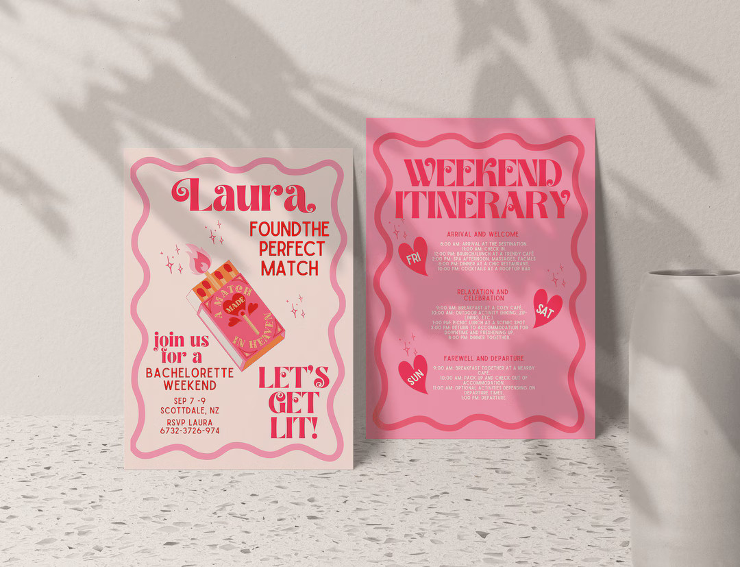 She Found Her Perfect Match Match Made in Heaven Last Swing Invitation Bachelorette Party Custom ... | Etsy (US)